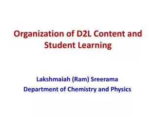 Organization of D2L Content and Student Learning