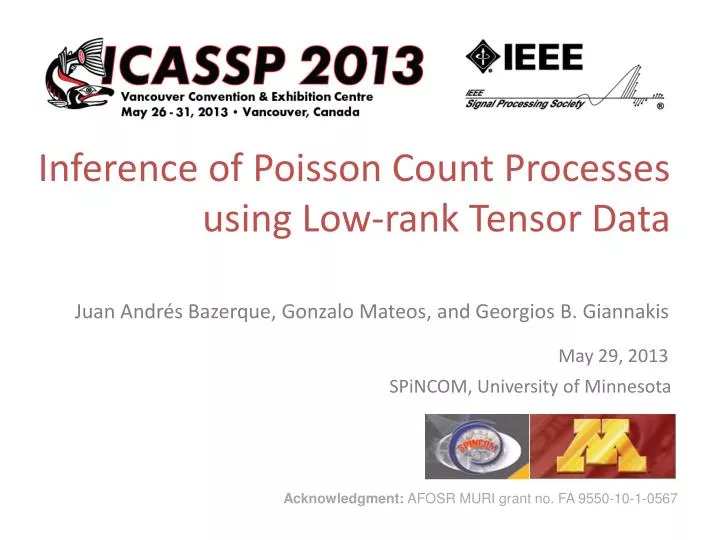 inference of poisson count processes using low rank tensor data
