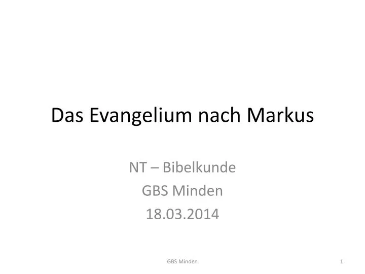 das evangelium nach markus