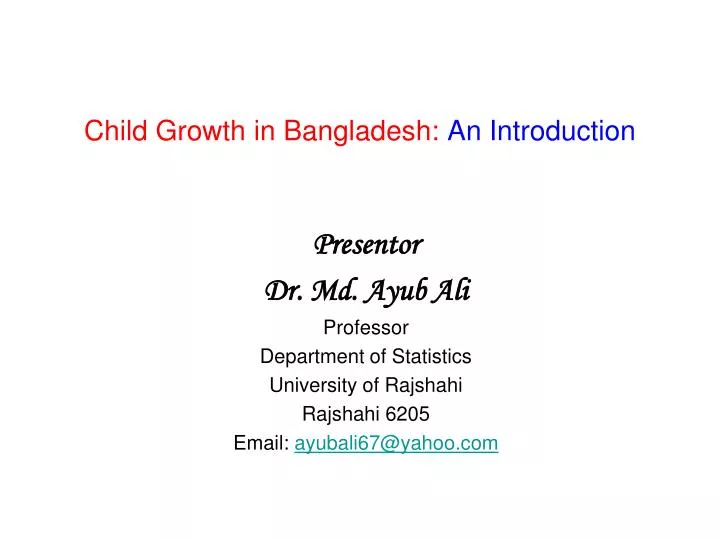 child growth in bangladesh an introduction