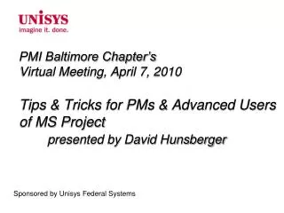 Sponsored by Unisys Federal Systems