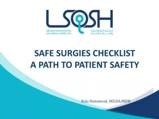 SAFE SURGIES CHECKLIST A PATH TO PATIENT SAFETY