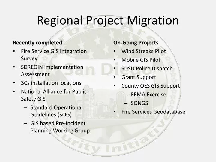 regional project migration