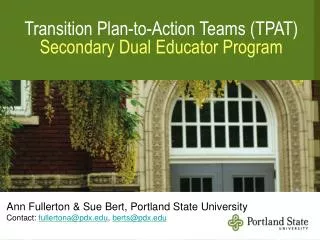 Transition Plan-to-Action Teams (TPAT) Secondary Dual Educator Program