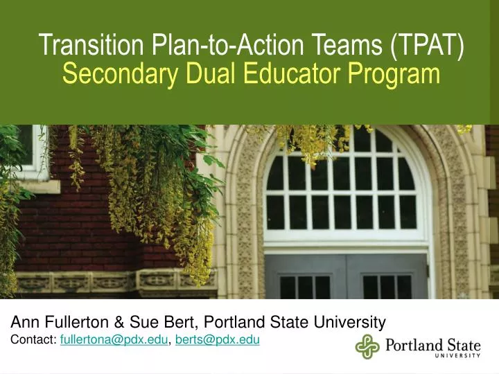 transition plan to action teams tpat secondary dual educator program