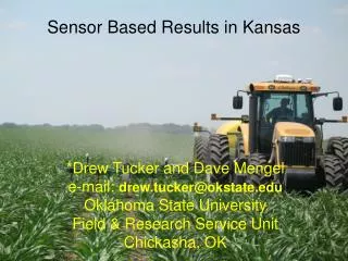 Sensor Based Results in Kansas