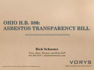 OHIO H.B. 380: ASBESTOS TRANSPARENCY BILL