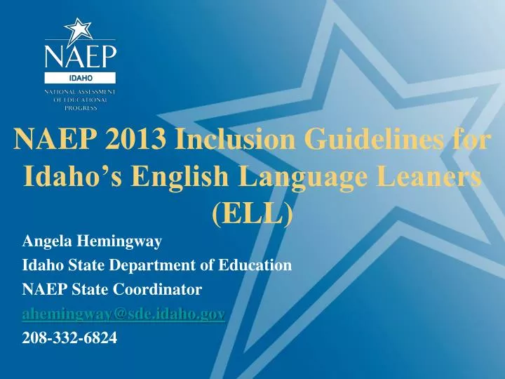 naep 2013 inclusion guidelines for idaho s english language leaners ell