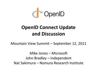 OpenID Connect Update and Discussion