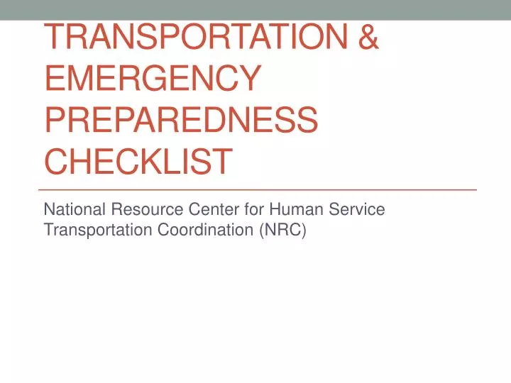transportation emergency preparedness checklist