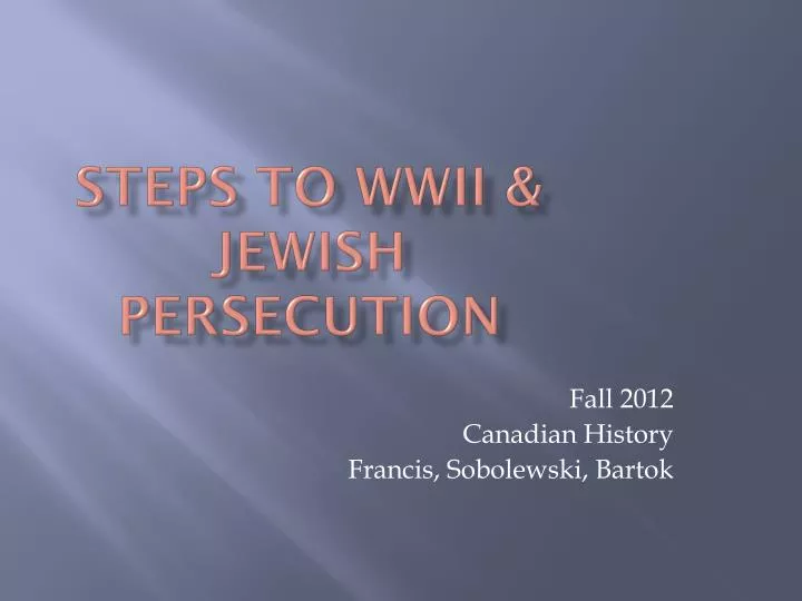 steps to wwii jewish persecution