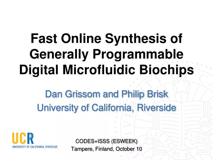 fast online synthesis of generally programmable digital microfluidic biochips