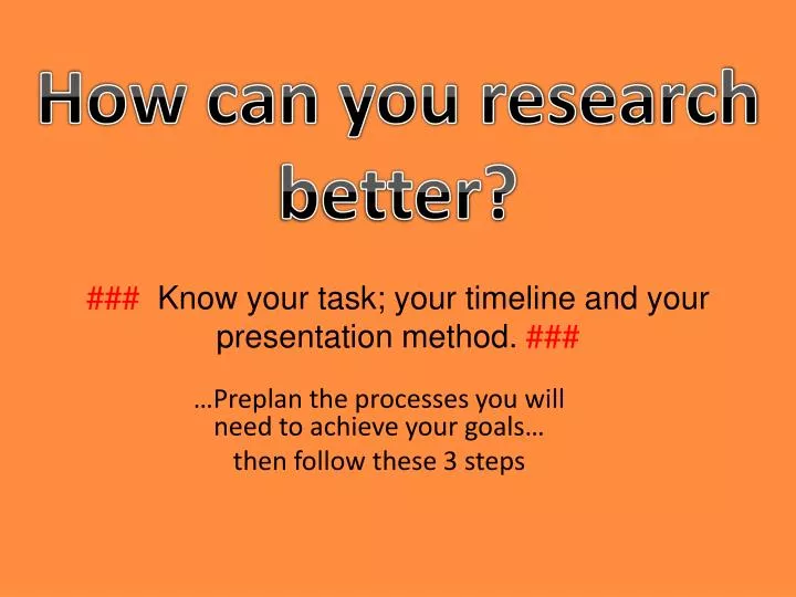 know your task your timeline and your presentation method