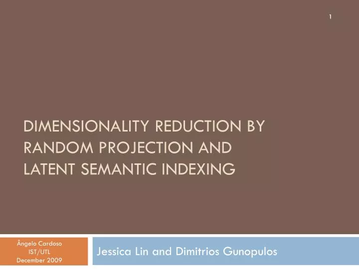 dimensionality reduction by random projection and latent semantic indexing