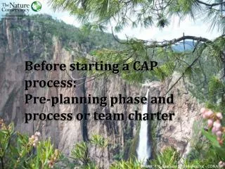 Before starting a CAP process : Pre- planning phase and process or team charter