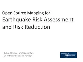 Open Source Mapping for Earthquake Risk Assessment and Risk Reduction