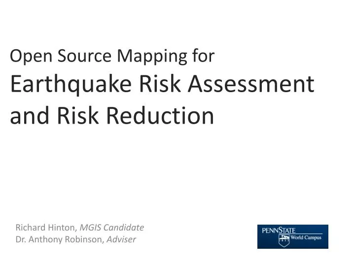 open source mapping for earthquake risk assessment and risk reduction