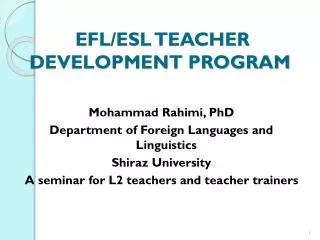 EFL/ESL TEACHER DEVELOPMENT PROGRAM