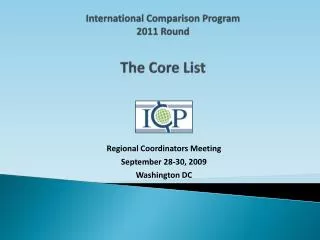 International Comparison Program 2011 Round The Core List