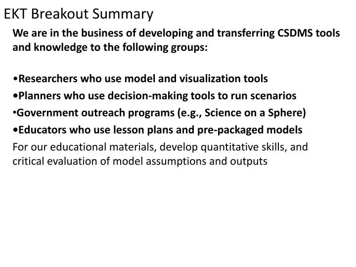 ekt breakout summary