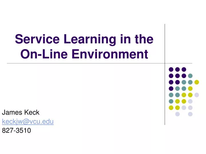 service learning in the on line environment