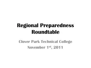 Regional Preparedness Roundtable