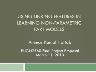 Using linking features in learning Non-parametric part models
