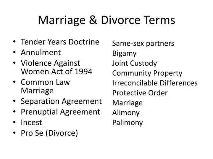 marriage divorce terms