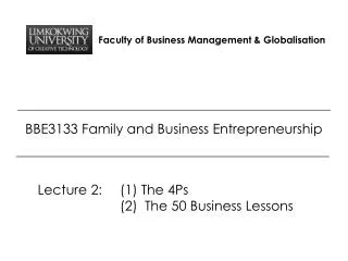 Faculty of Business Management &amp; Globalisation