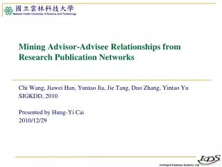 Mining Advisor-Advisee Relationships from Research Publication Networks