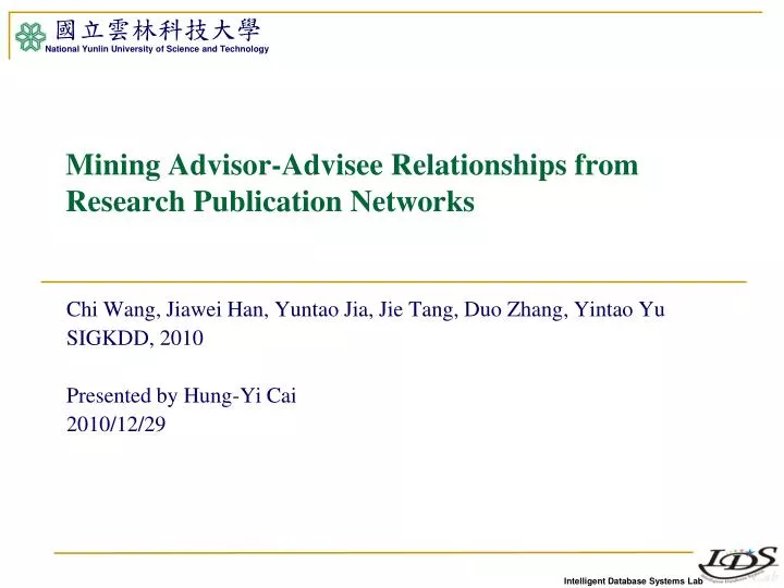 mining advisor advisee relationships from research publication networks