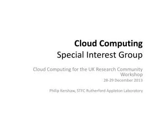 Cloud Computing Special Interest Group