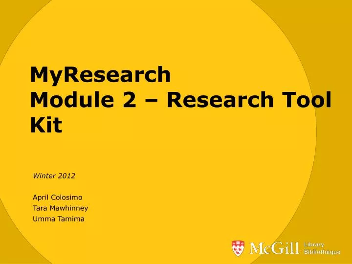 myresearch module 2 research tool kit