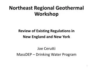 Northeast Regional Geothermal Workshop