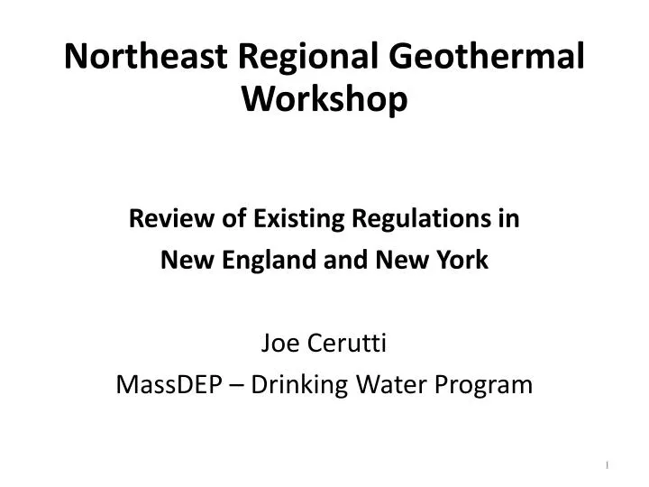 northeast regional geothermal workshop