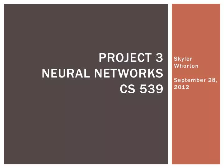 project 3 neural networks cs 539