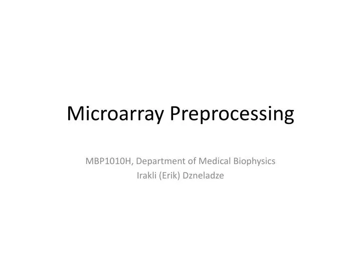 microarray preprocessing