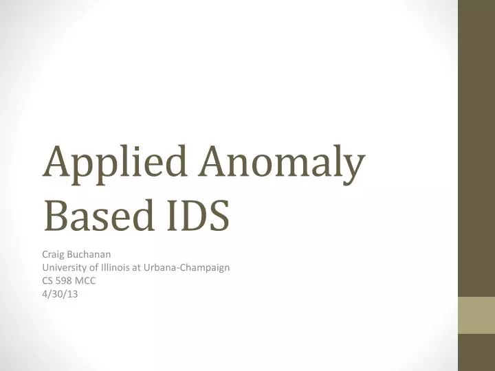 applied anomaly based ids