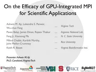 On the Efficacy of GPU-Integrated MPI for Scientific Applications