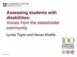 Assessing students with disabilities: Voices from the stakeholder community