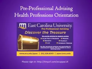 Pre-Professional Advising Health Professions Orientation