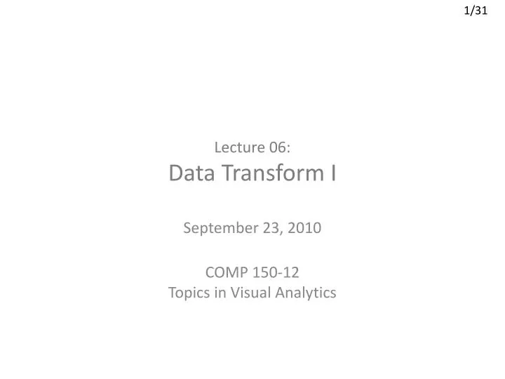 lecture 06 data transform i