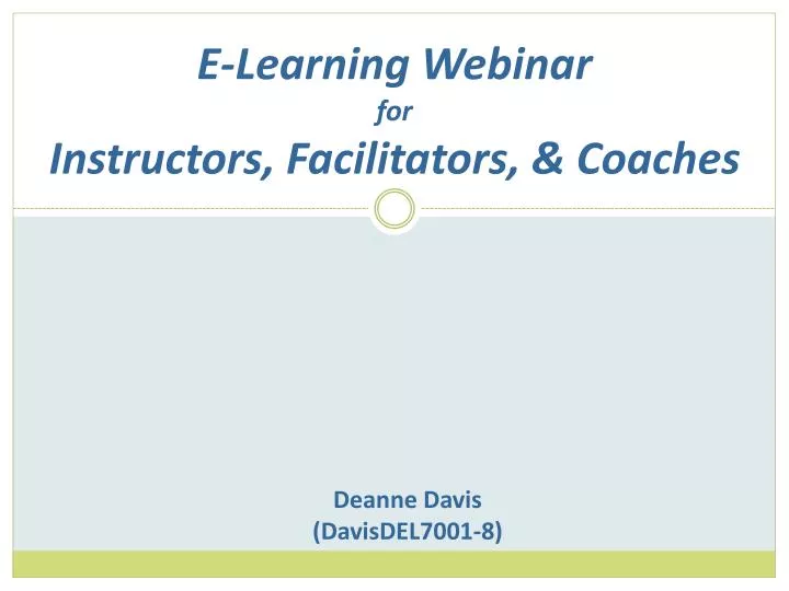 e learning webinar for instructors facilitators coaches