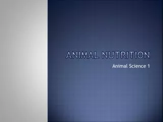 Animal Nutrition