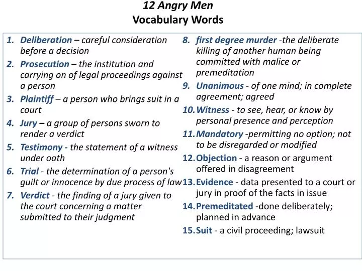 1 2 angry men vocabulary words
