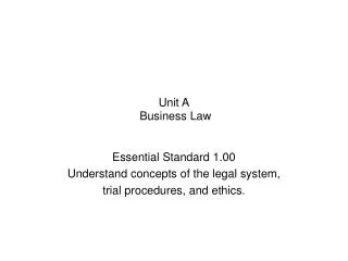Unit A Business Law
