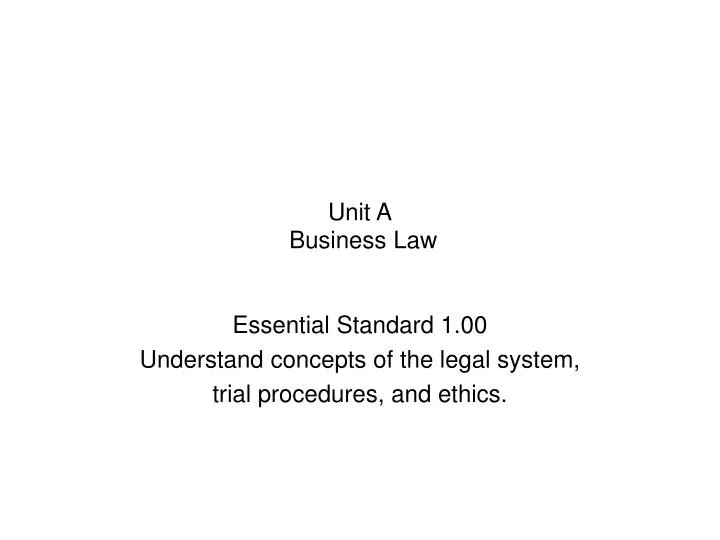 unit a business law