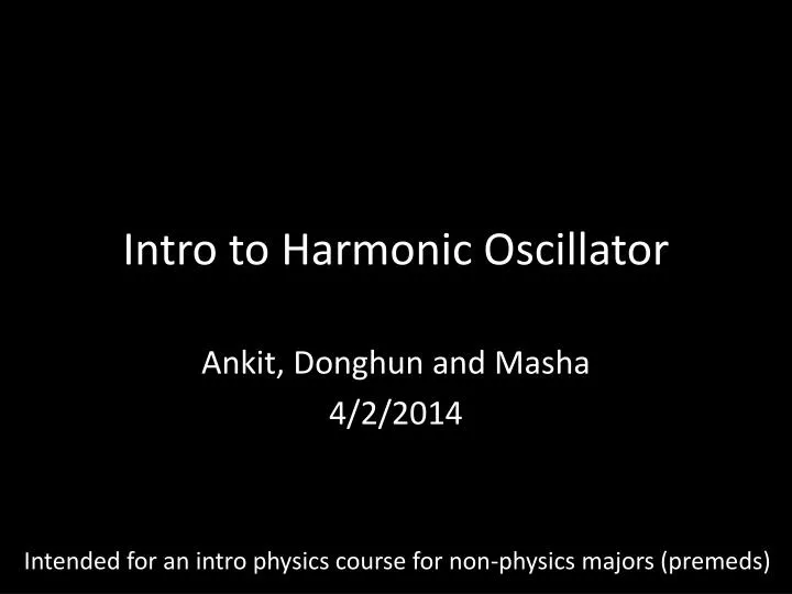 intro to harmonic oscillator