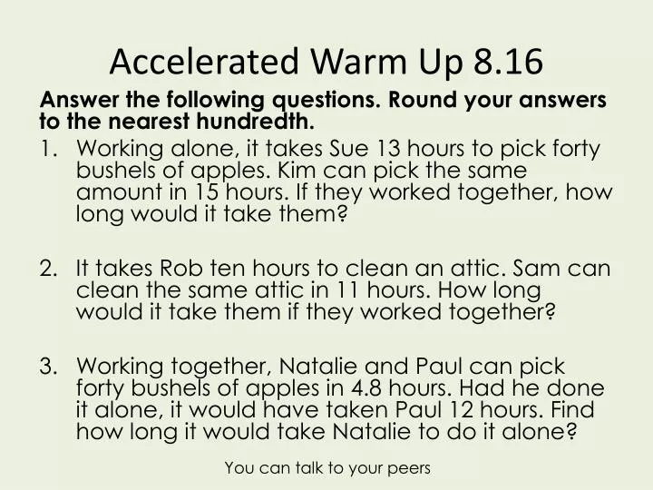 accelerated warm up 8 16