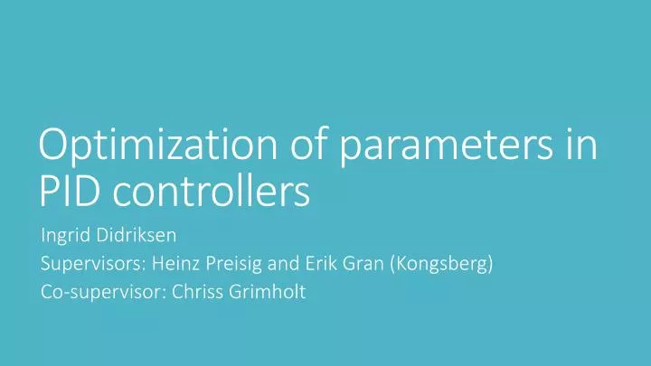 optimization of parameters in pid controllers